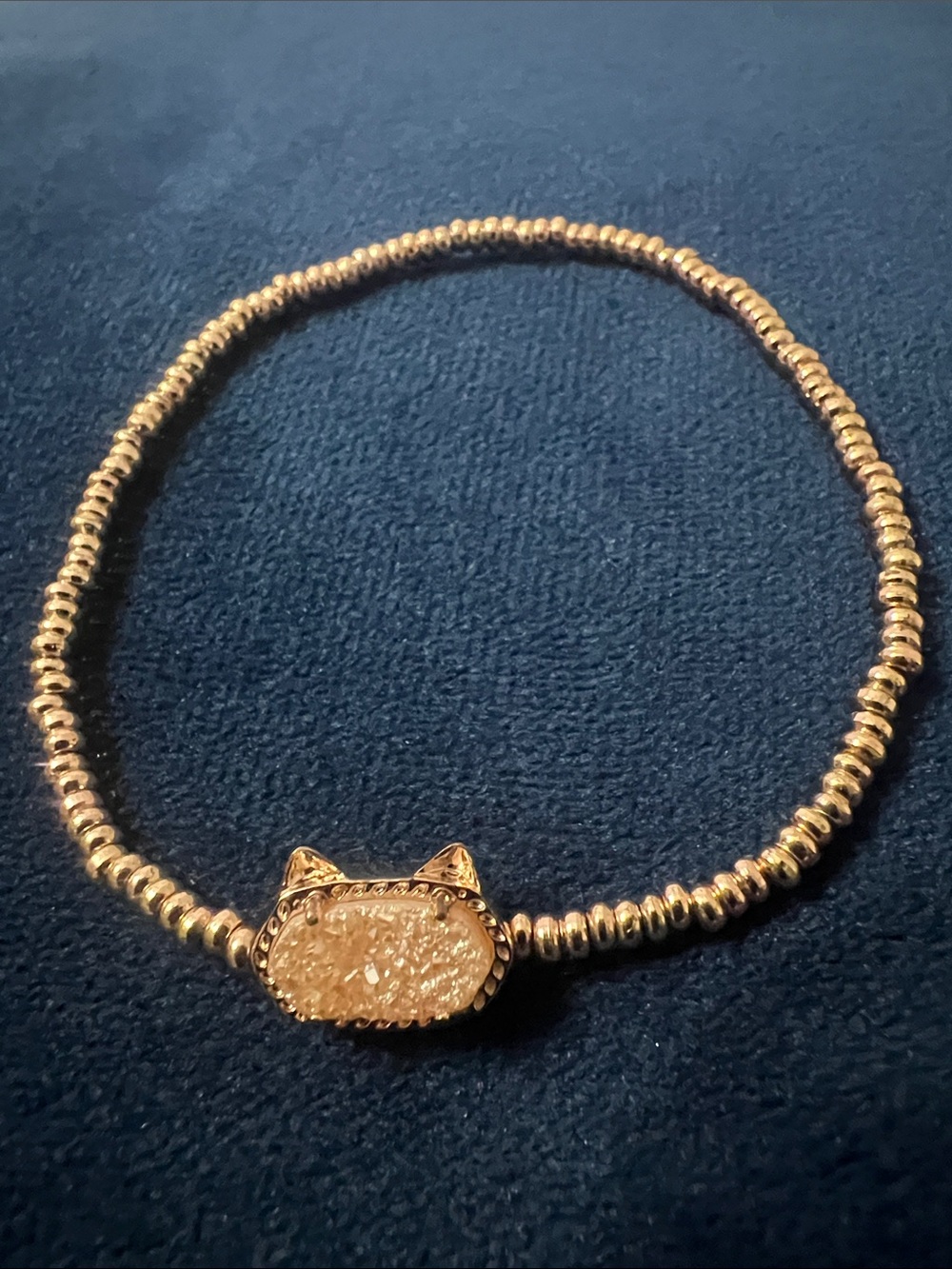 Kendra Scott Rose Gold Cat Charm Beaded Stretch Bracelet